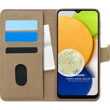 Microsonic Samsung Galaxy A03 Kılıf Fabric Book Wallet Gold