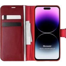 Microsonic Apple iPhone 14 Pro Max Kılıf Delux Leather Wallet Kırmızı