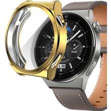 Microsonic Huawei Watch Gt 3 Pro 46MM Titanyum Kılıf 360 Full Round Soft Silicone Gold