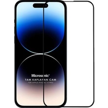 Microsonic Apple iPhone 14 Pro Tam Kaplayan Temperli Cam Ekran Koruyucu Siyah