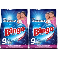 Bingo Matik Toz Çamaşır Deterjanı Sık Yıkananlar Beyazlar ve Renkliler 120 Yıkama 2 x 9 kg