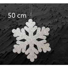 Çıtı Pıtı Store Strafor Gümüş Büyük Kar Tanesi 50 cm Çift Taraf