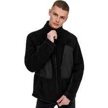 Only Onsvillads Sherpa Mix Jacket Otw Erkek Polar Ceket 22022512-BLACK Siyah