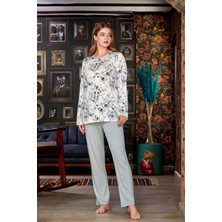 Cossy By Aqua 23139 Büyük Beden Uzun Kollu Kadın Pijama Takım-Yeşil