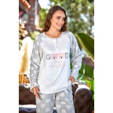 Cossy By Aqua 23006 Kadın Uzun Kollu Pijama Takım-Krem