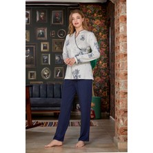 Cossy By Aqua 23028 Kadın Uzun Kollu Pijama Takım-Lacivert
