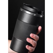 Paslanmaz Kaliteli Çelik 500ML Kaydırmaz Termos Bardak Mug Araç Kahve Çay Termosu