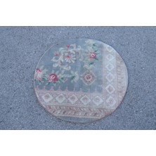 Eskitme Halı, Türk Halısı, Halı, 100X100 cm Mavi Halı, Organik Giriş Halı, El Dokuma Giriş Halı,  49