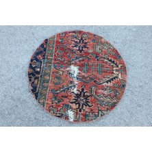 Eskitme Halı, Türk Halısı, Halı, 89X89 cm Mavi Halı, Dekoratif Yatak Odası Halı,  4979
