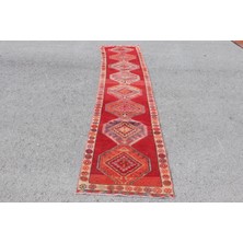 Türk Halısı, Eskitme Halı, Halı, 74X341 cm Kırmızı Halı, El Yapımı Koridor Halı,  7196