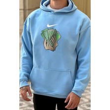MEİLİFENG    Dolar Baskılı Kapşonlu Sweatshirt %100 Pamuk
