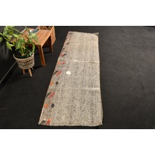 Türk Halısı, Eskitme Halı, Halı, 70X210 cm Bej Halı, Anadolusı Mutfak Halı, El Yapımı Mutfak Halı,