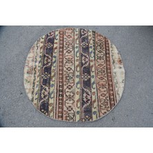 Eskitme Halı, Türk Halısı, Halı, 114X114 cm Kahverengi Halı, Ofice Mutfak Halı,  5802