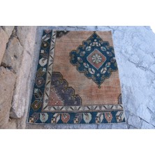 Türk Halısı, Eskitme Halı, Halı, 88X110 cm Kahverengi Halı, Bahçe Duvar Asma Halı,  1793