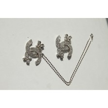 Heviss Kelebek Kolye ve Broş Set Silver