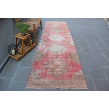 Eskitme Halı, Türk Halısı, Halı, 106X378 cm Kırmızı Halı, Kabilesı Merdiven Halı,  4867