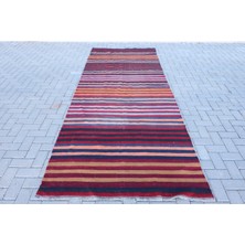 Eskitme Halı, Türk Halısı, Halı, 135X350 cm Mavi Halı, Bohemsı Mutfak Halı, El Dokuma Mutfak Halı,