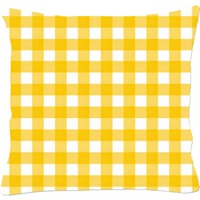 Sister Home Design Pötikare Damalı Ekose Sarı Beyaz Kırlent Kılıfı