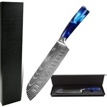 Japon Santoku Şef Bıçağı ( Mavi reçine saplı )