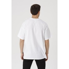 Gambocci Erkek Beyaz Oversize Basic Kısa Kollu T-Shirt