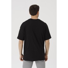 Gambocci Erkek Siyah Oversize Basic Kısa Kollu T-Shirt