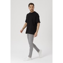 Gambocci Erkek Siyah Oversize Basic Kısa Kollu T-Shirt