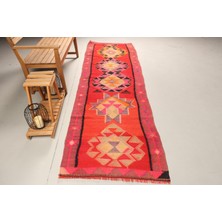 Türk Halısı, Eskitme Halı, Halı, 92X314 cm Kırmızı Halı, Anadolusı Merdiven Halı,  8506