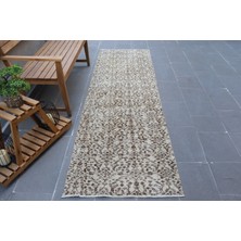 Eskitme Halı, Türk Halısı, Halı, 87X272 cm Kahverengi Halı, Organik Merdiven Halı,  6879