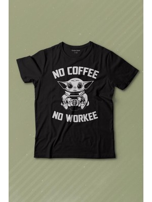 Kendim Seçtim Baby Yoda No Starbucks Coffee No Workee Star Wars Mandalorian Kahve Baskılı Çocuk T-Shirt