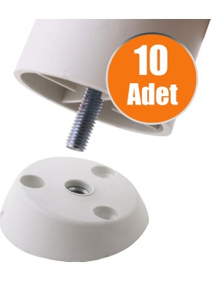 Badem10 Mobilya Masa Sehpa Ayağı Bağlantı Aparatı Açılı Dereceli Ayak Tabanı Beyaz (10 Adet)