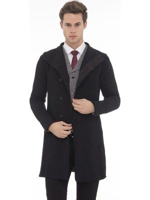 Cekmon Yandan Düğmeli Erkek Salaş Düz Renk Hırka