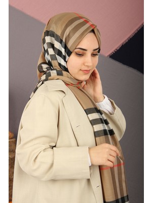 Sima Krem-Bej Sima Burberry Ekose Şal