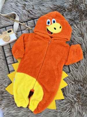 Minizade Welsoft Peluş Unisex Fermuarlı Kışlık Dinozor Bebek Uyku Tulumu