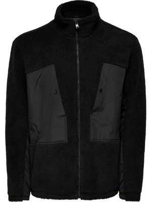 Only Onsvillads Sherpa Mix Jacket Otw Erkek Polar Ceket 22022512-BLACK Siyah