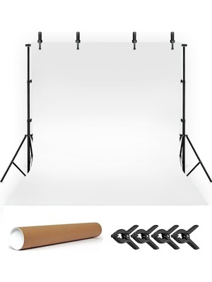 Ada Greenbox White Screen Beyaz Fon Perde (2X3M)  Foto,vesikalık Resim ve Ürün Çekimi + Fon Standı+ 4 Fon Mandalı