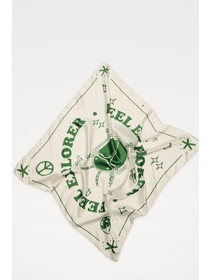 New Obsessions Explorer Unisex Saten Efektli Koton Bandana Şal