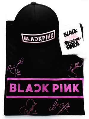 Black Pink Unisex T-Shirt Şapka Çorap Kombin