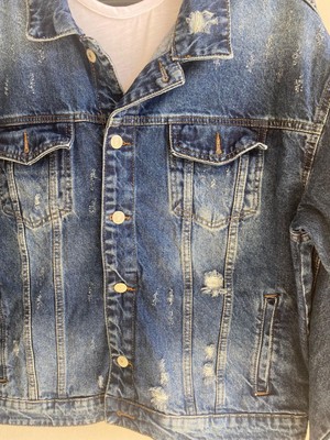 WE11 Erkek Lacivert Oversize Kesim Denim Ceket