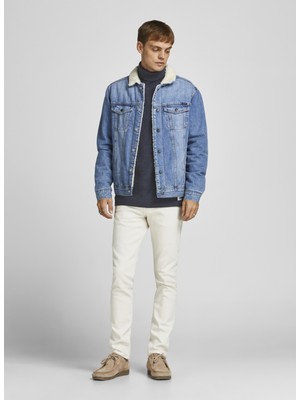 Jack & Jones Balikçi Yaka Düz Koyu Lacivert Erkek Kazak 12199940_JPRBLUCARLOS Knit Roll Nec