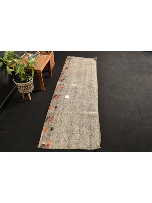 Türk Halısı, Eskitme Halı, Halı, 70X210 cm Bej Halı, Anadolusı Mutfak Halı, El Yapımı Mutfak Halı,