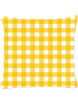 Sister Home Design Pötikare Damalı Ekose Sarı Beyaz Kırlent Kılıfı