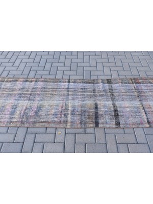 Eskitme Halı, Türk Halısı, Halı, 78X243 cm Siyah Halı, Anadolusı Merdiven Halı,  8358