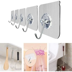 Buffer® Süper Güçlü Yapışkanlı Suya Dayanıklı Şeffaf Askı 5li Set Yeniden Kullanılabilir Kancalar