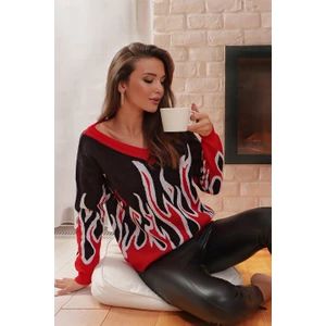 AQE FASHION Alev Desenli V Yaka Kazak