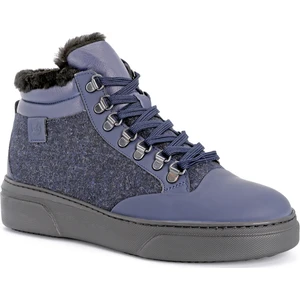 L4541 Deri Erkek Kürklü Bot Lacivert