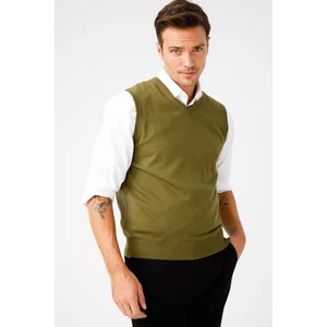 Desen Triko Erkek Süveter Haki