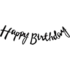 Patladı Gitti Kaligrafi Happy Birthday Siyah Banner