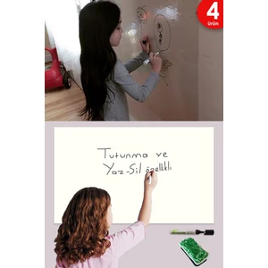 60X100 cm 2 Adet Beyaz ve 2 Adet Şeffaf Yazı Tahtası Akıllı Kağıt Tahta + Yazı Tahtası Kalemi+Silgi