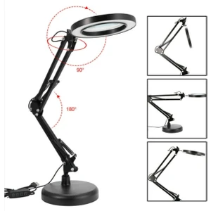 Rekotools-Masa Lambası Çalışma Lambası Masa Üstü Büyüteç Tamirci Büyüteci 2 Farklı LED Işıklı