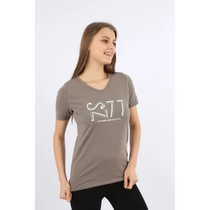 Banada Moda Turuncu Baskılı Kısa Kollu T-Shirt